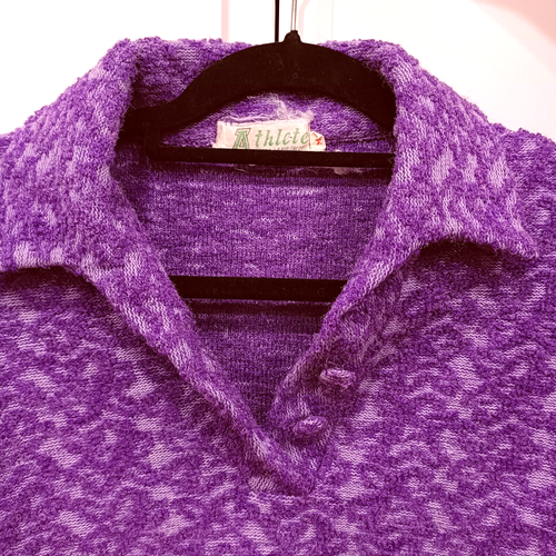 🌸 Vintage Swinging 60s/70s RETRO Purple Boucle Top 100% Lambswool Size M 10-12 - Picture 3 of 9