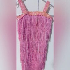 1920s fringe layered flapper pink sequins costume dress. Kids size 5.