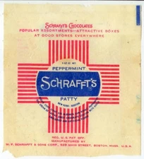 1940s Schrafft's Peppermint Patty candy bar wrapper 1-1/2oz Boston Massachusetts
