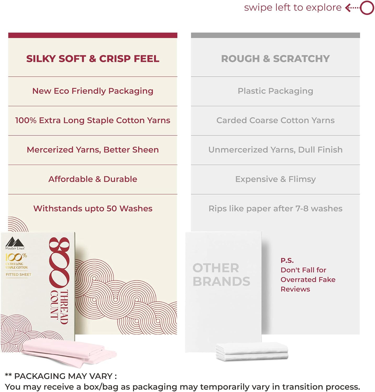 Mayfair Linen Luxury 100% Egyptian Cotton Queen Fitted Sheet Only - 800 TC Hotel