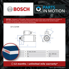 Starter Motor fits SEAT ALHAMBRA 71, 710, 711 2.0D 10 to 22 Bosch 02E911022C