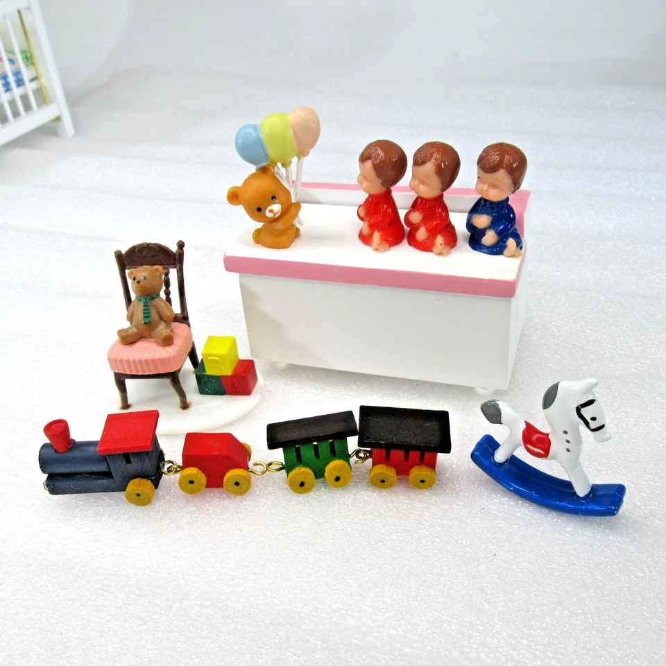 娃娃屋微型老式玩具套装儿童房间装饰1英寸1:12 1:24火车熊 — 第 3/4 张图片