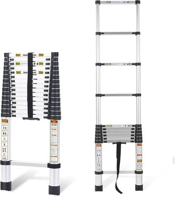 RIKADE Telescoping Ladder 20.3FT & Attic Ladder, Heavy 6.2m/20.3FT, Aluminum