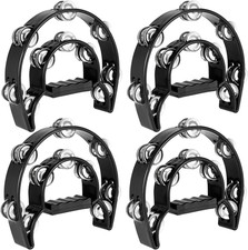 4 Pack 9 Inch Double Row Tambourine, Half Moon Musical Tambourine, Metal Jingles
