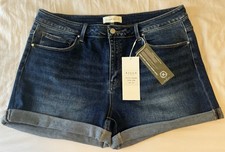RISEN Dark Wash Denim Shorts Cuffed 5-Pocket Flat Front Blue Plus 2XL NWT