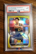 2022-23 Bowman U 1st Yellow Refractor 13/75 Jett Howard RC Auto JERSEY #'d PSA 9