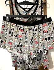 Disney Sleepwear/Pajama/PJ/Lounge Set Tank Top Shorts Mickey Mouse Friends NWT L