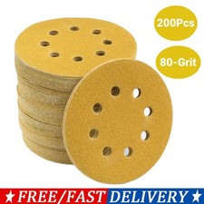 200-PACK 5 inch Sanding Discs 8-Hole Hook Loop Sander Orbital Sandpaper 80 Grit