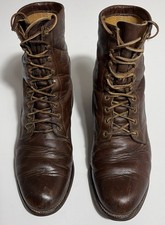 Justin Lace Up Leather Boots Mens 8 D Brown Work Ranch USA Made Vibram Sole