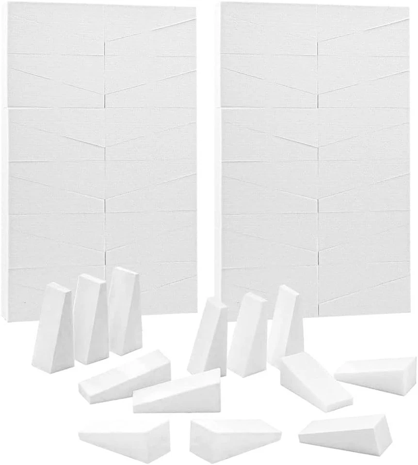 24 Éponges Maquillage Triangle Blanc Sans Latex Fond Teint Réutilisables - Photo 3/4