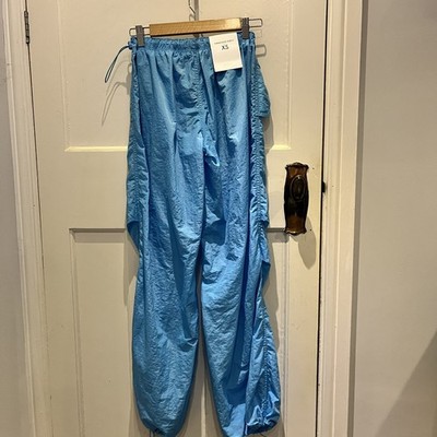 Bershka Parachute Pants XS UK 6   NWT   Light Blue Y2K Style Cargo Streetwear 