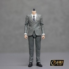 Modellino bambola soldatino uomo tuta grigia action figure corpo mani modellino scala 1:12