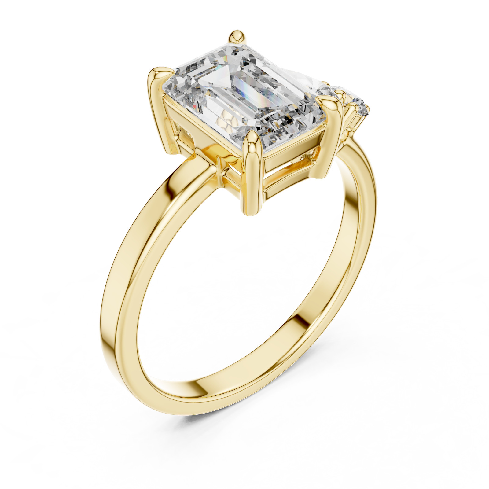 Anillo de compromiso certificado de 2,00 quilates tratado corte esmeralda dia...