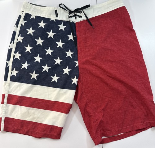 Hurley Board Shorts Mens 30 Red White Blue USA Flag Patriotic Swim 9" Phantom - Bild 1 von 5