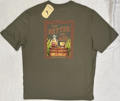 Tommy Bahama Men's I GET BETTER WITH AGE T-shirt Large Green NWT Whiskey Bourbon