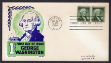 1954 1c Liberty Series Washington (1031) Pair - Cachet Craft Card FDC TG716