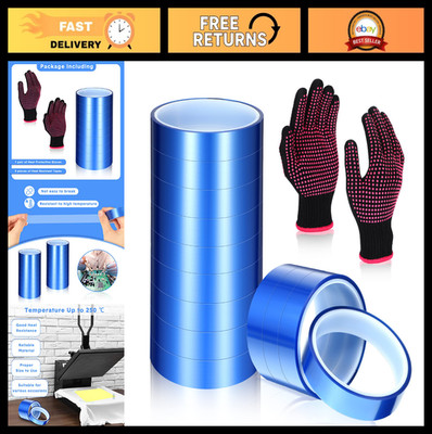 Heat Resistant Gloves & 9 Rolls High Temp Tape Set for Sublimation, 10 Pieces