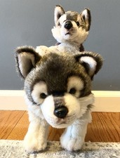 Demdaco Wolf Plush Stuffed Animal, Mom And Baby Pair, Slightly used