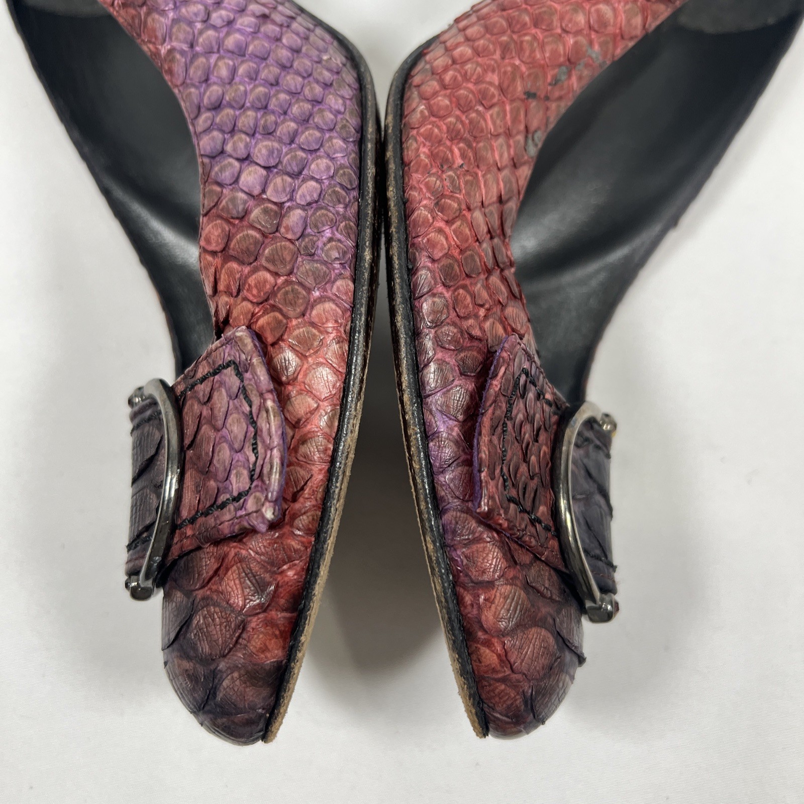 Stuart Weitzman Purple Pink Python Embossed Snake… - image 21