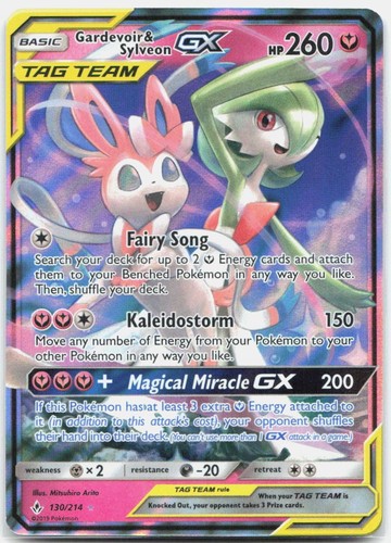 Pokemon Gardevoir & Sylveon GX 130/214 NM Holo UR Unbroken Bonds