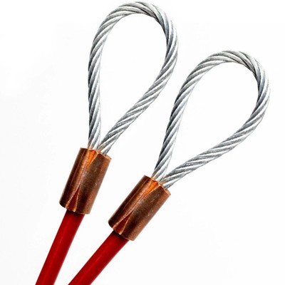 Made to Order Cut to Inches Braided Steel Cable 1/8 Copper Sleeve Red/Orange