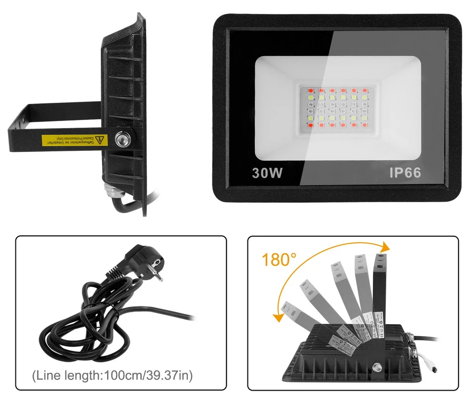 RGB LED Fluter Außen Strahler Dimmbar Flutlicht Scheinwerfer Gartenlampe 10-100W - Bild 4 von 4