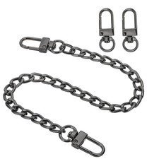 11.8" Flat Purse Chain Strap, Lobster Swivel Trigger Clips Style1, Black