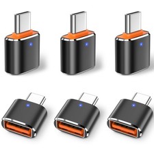 6 Pack USB C Male to USB 3.0 Female Adapter OTG Type C Converter Black Set Plug