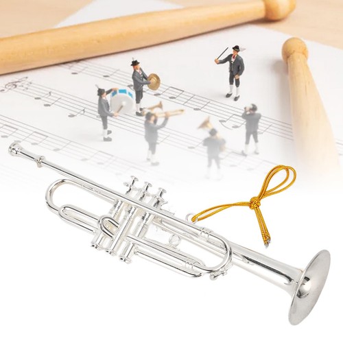 Tromba in miniatura 14 cm 5,5 pollici argento rame squisita mini tromba realistica D RYZ - Foto 7 di 22