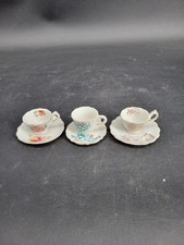 3 Vintage Japanese Miniature Teacup  Saucer Sets Porcelain Hand-Painted Floral