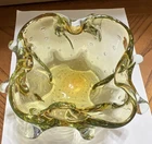 Vintage Murano Bullicante Controlled Bubble Honey Clear Art Glass Ash Tray Dish