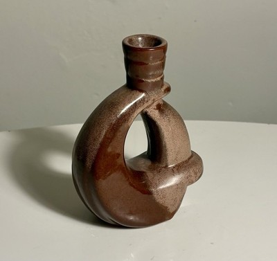 Frankoma Pottery Vintage  MCM Candle Holder Plainsman Brown Made In Oklahoma