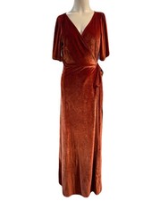 Baltic Born Meghan Velvet Maxi Wrap Dress Rust Size Medium Fall Wedding
