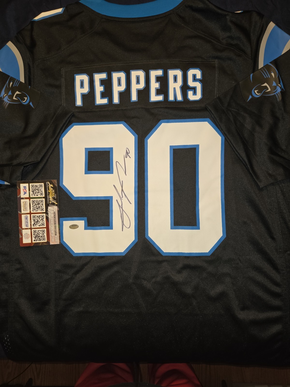 Julius Peppers Autographed Signed Carolina Panthers Panthers Nike Authentic Jersey (Schwartz) 