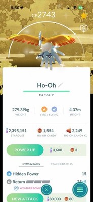 Pokémon Go Shiny Ho-Oh with Global background 
