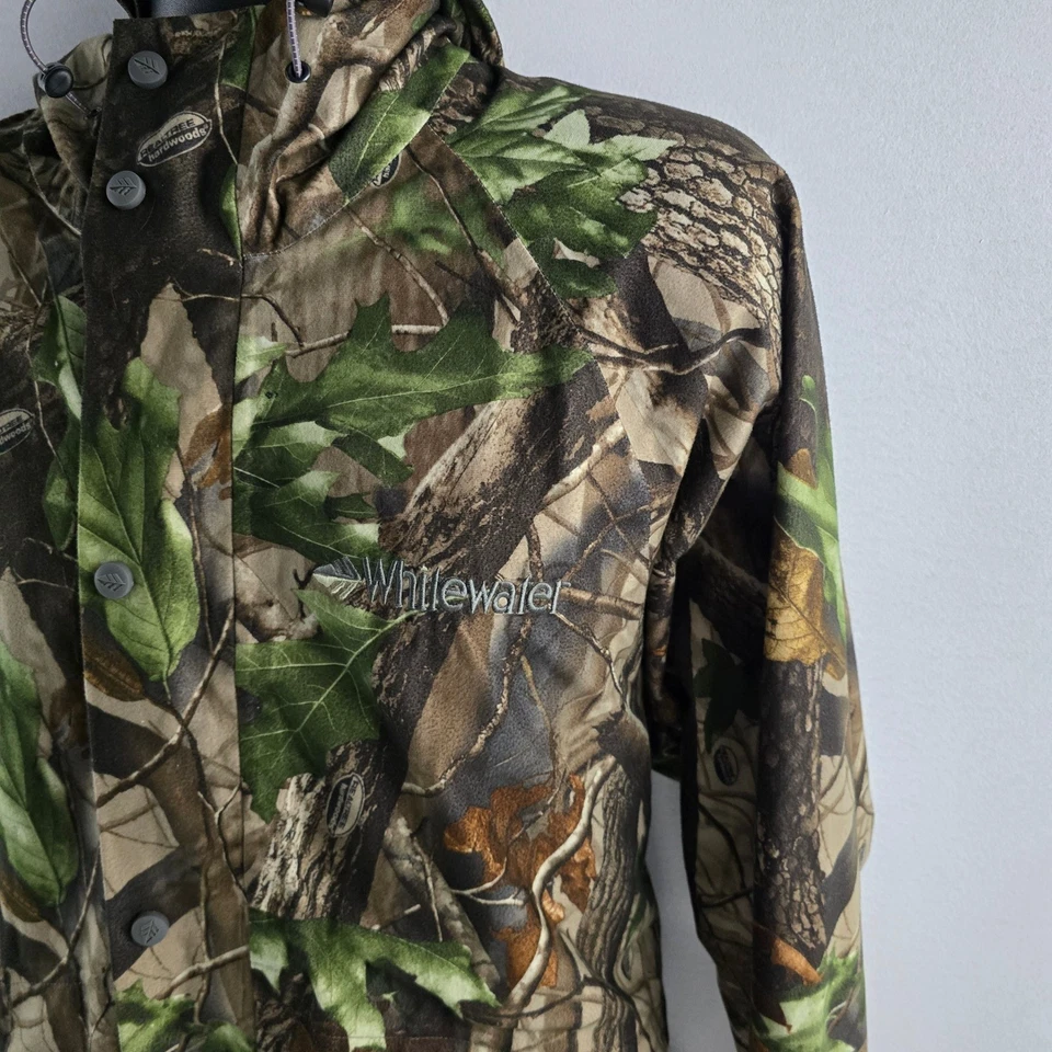 Whitewater Realtree Hardwoods Camo Rain Blocker Jacket Hooded Hunting Outdoor - Image 2 of 4