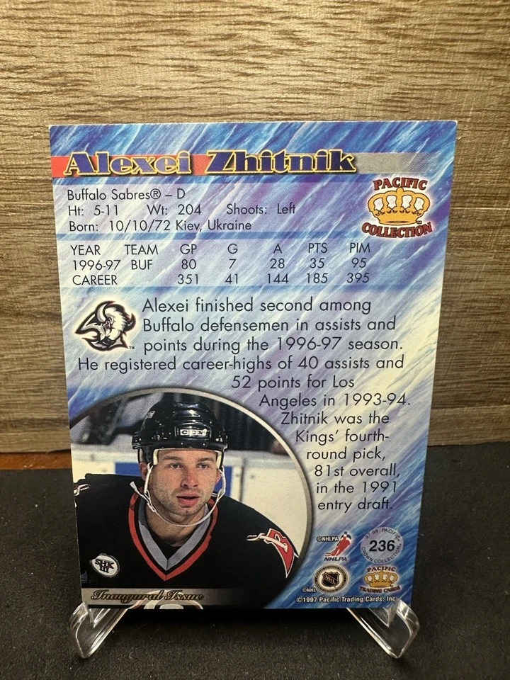 1997-98 Pacific Crown Collection Alexei Zhitnik #236 In-Person ON-CARD AUTO - Image 2 of 2