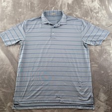 Peter Millar Polo Shirt Mens XL Blue Gray Summer Comfort Striped Golf Stretch