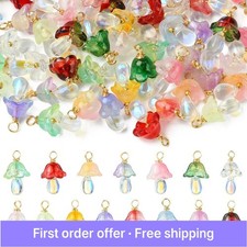 60pcs Mushroom Charms Pendant Transparent Mushroom Glass Pendants for Jewelry