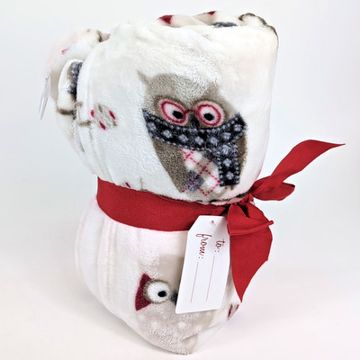 NEW Cannon K-Mart 50 x 60 Throw Soft Velvet Plush Owls Winter Holiday Gift Card