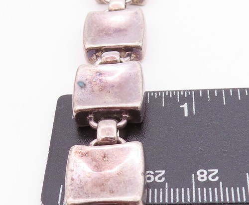 925 Sterling Silver Vintage Bracelet Antique Dark Tone Cubes Linked  BT11313 - Afbeelding 10 van 10