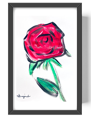 Guajardo Art Love Rose 9X6 Paper Unique Abstract Expressionism
