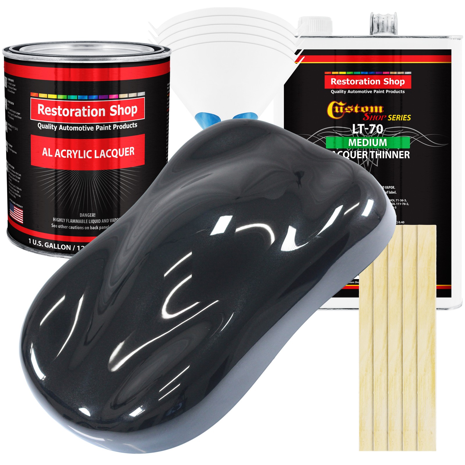 Phantom Black Pearl Acrylic Lacquer Gallon Auto Paint Kit, Medium Thinner