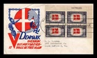 DR JIM STAMPS US COVER DENMARK OVERRUN COUNTRIES FDC SLOGAN BLOCK CACHET CRAFT