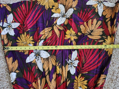 Vintage Floral Bright Fun Wide Leg Capri Pleated Pants Elastic Size 12 Large - Picture 6 of 6