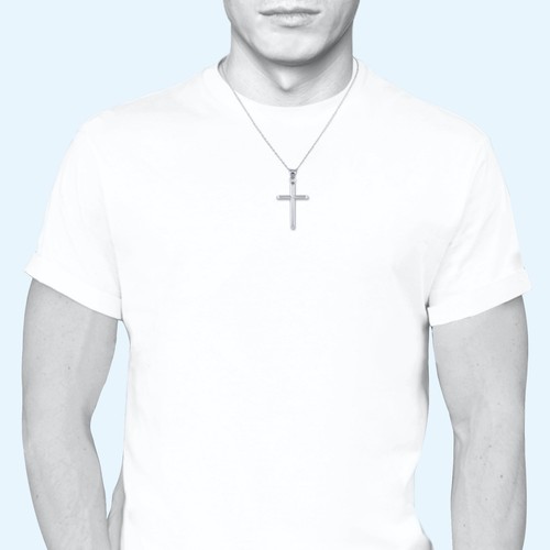 14K White Gold Cross Pendant - Polished Plain Crucifix Necklace Charm Men Women - Picture 7 of 7