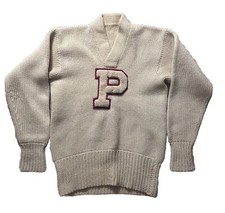VTG 60s-70s Letterman P 100 Thick Wool Sweater No Tag Fits Sz Medium