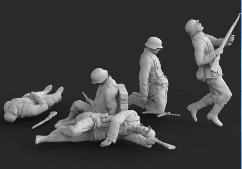 Maßstab 1:35 Deutsche Soldaten getötet in Aktion 5 Figuren Modellbausatz Resin bedruckt