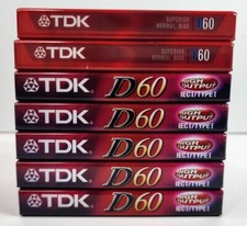 TDK D60 High Output Blank Audio Cassette Tapes - Lot of 7 - IEC I/Type I - New
