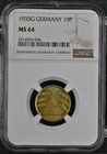 Germany Weimar Republic 1935 G 10 Reichspfennig, KM# 40, NGC MS 65 — photo 1